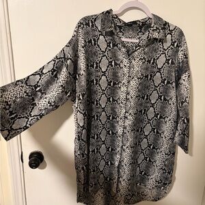 ellos Black & White Snake-Print Blouse